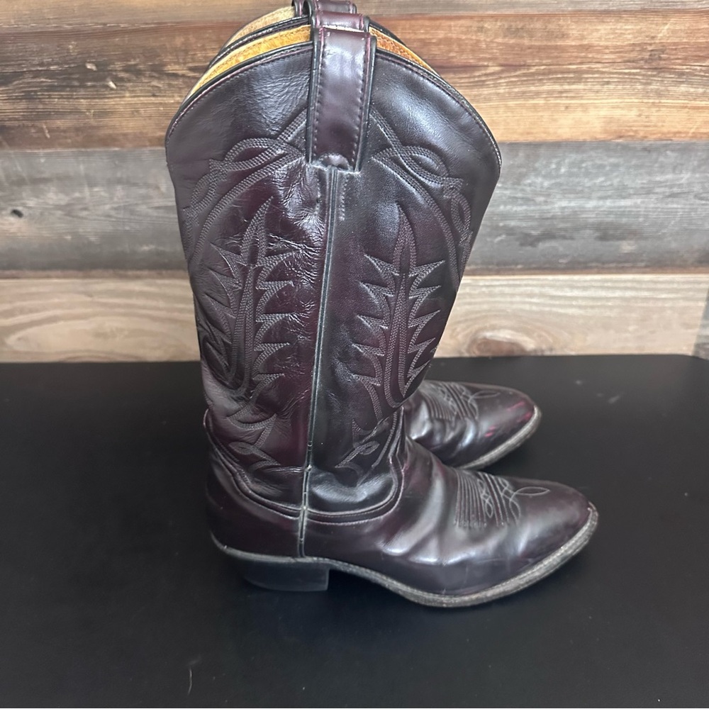 VTG Tony Lama Western Cowboy Boots 2996‎ Elegant Boot Red Burgundy Men’s 8.5 EE - Picture 6 of 14